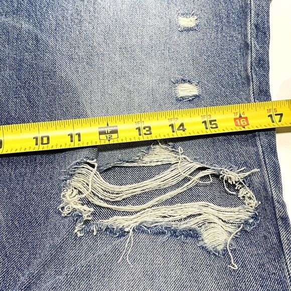 Everlane The Cheeky Jean Size 30 (32x28) Blue Raw Hem Ankle High Rise Distressed - Picture 6 of 13